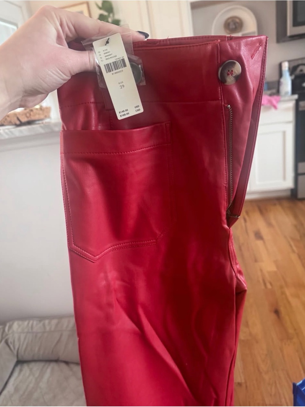 Anthropologie Red Faux-Leather Cropped Pants